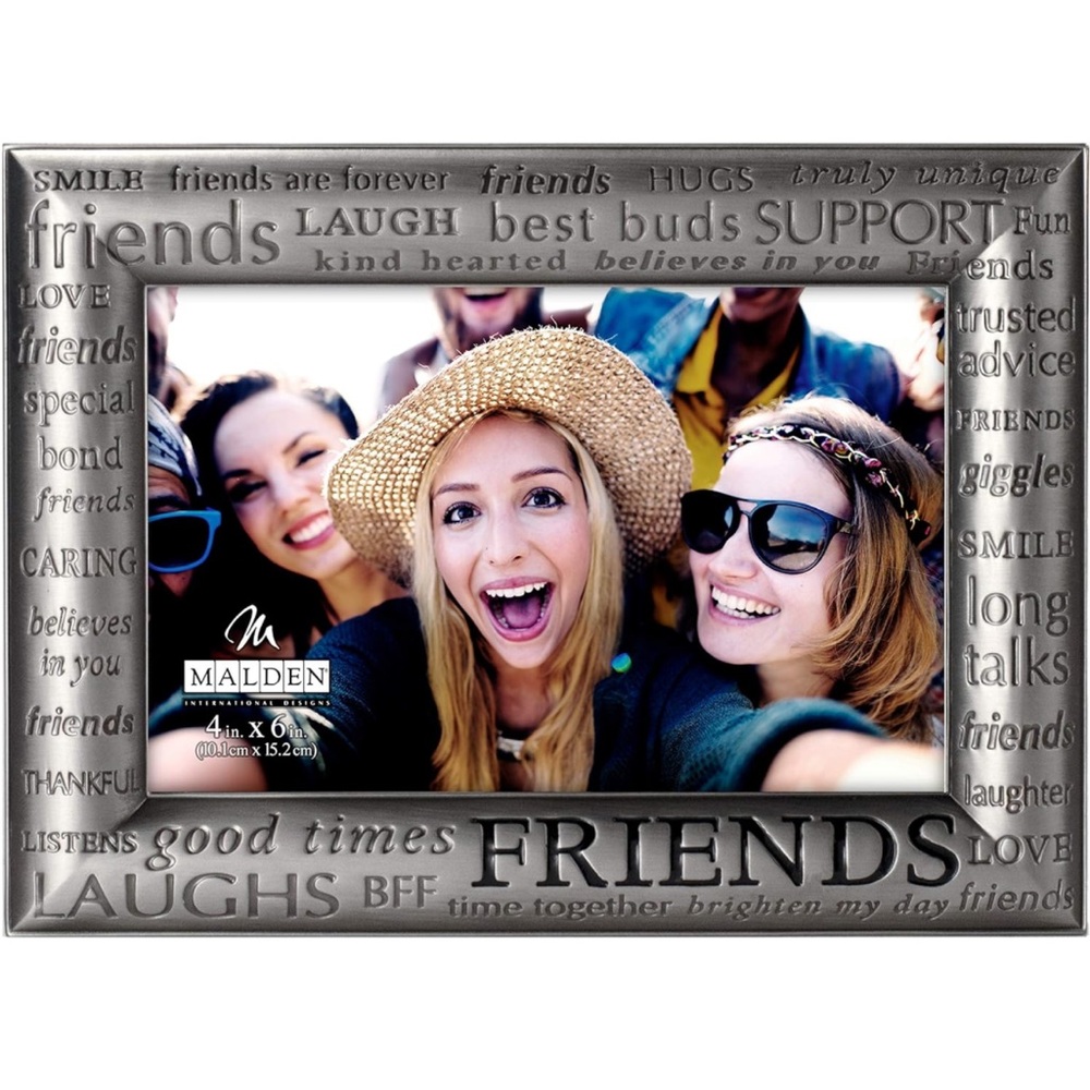 Malden International Designs Modern Pewter Metal Diecast Friends Picture Frame